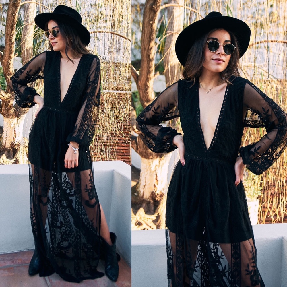 *BLACK FRIDAY SALE* Fall For You Black Lace Maxi Dress - Picture 2 of 7